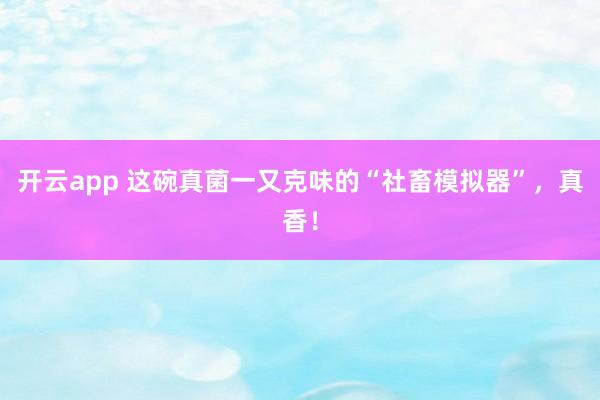 开云app 这碗真菌一又克味的“社畜模拟器”，真香！